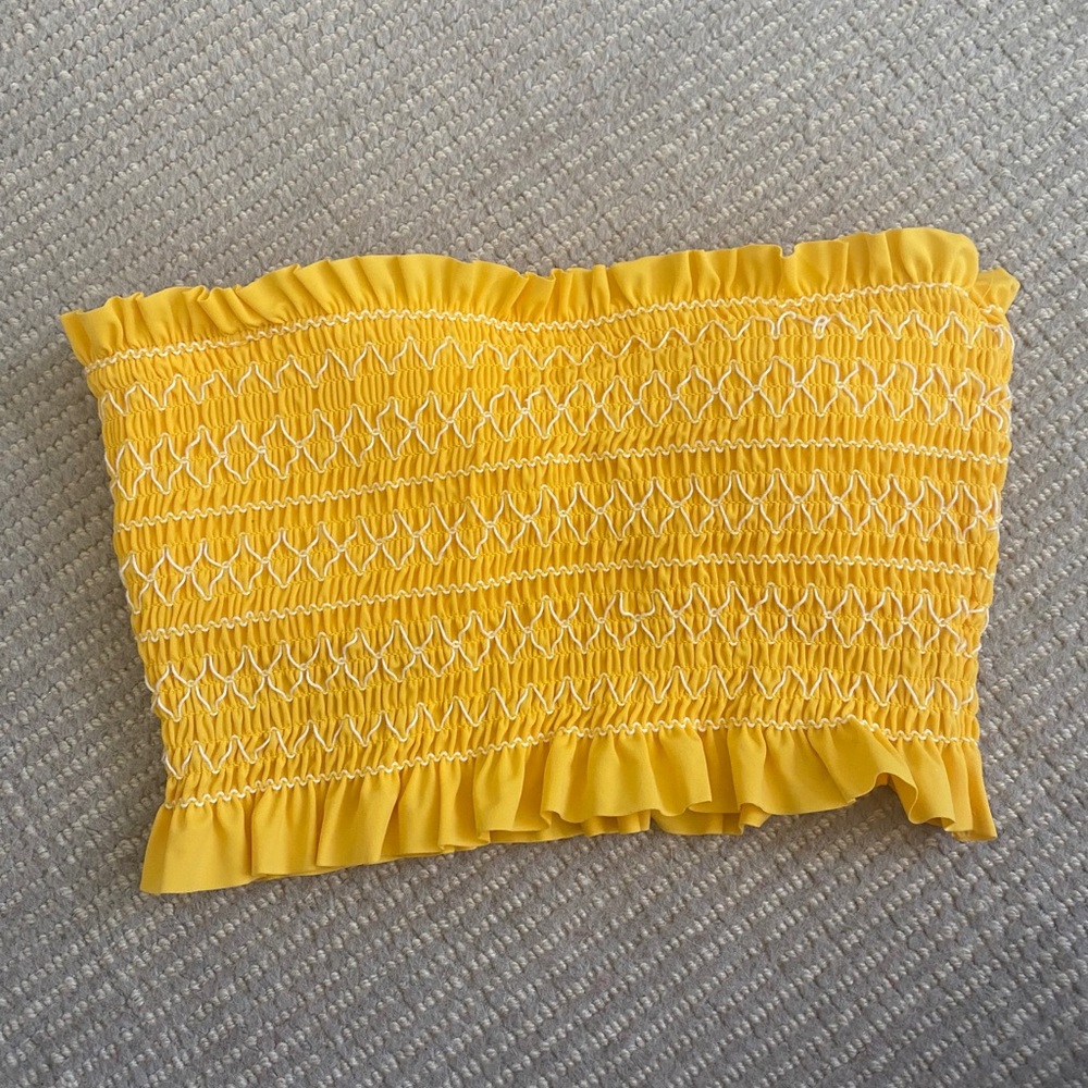 Yellow smocked bikini top size medium